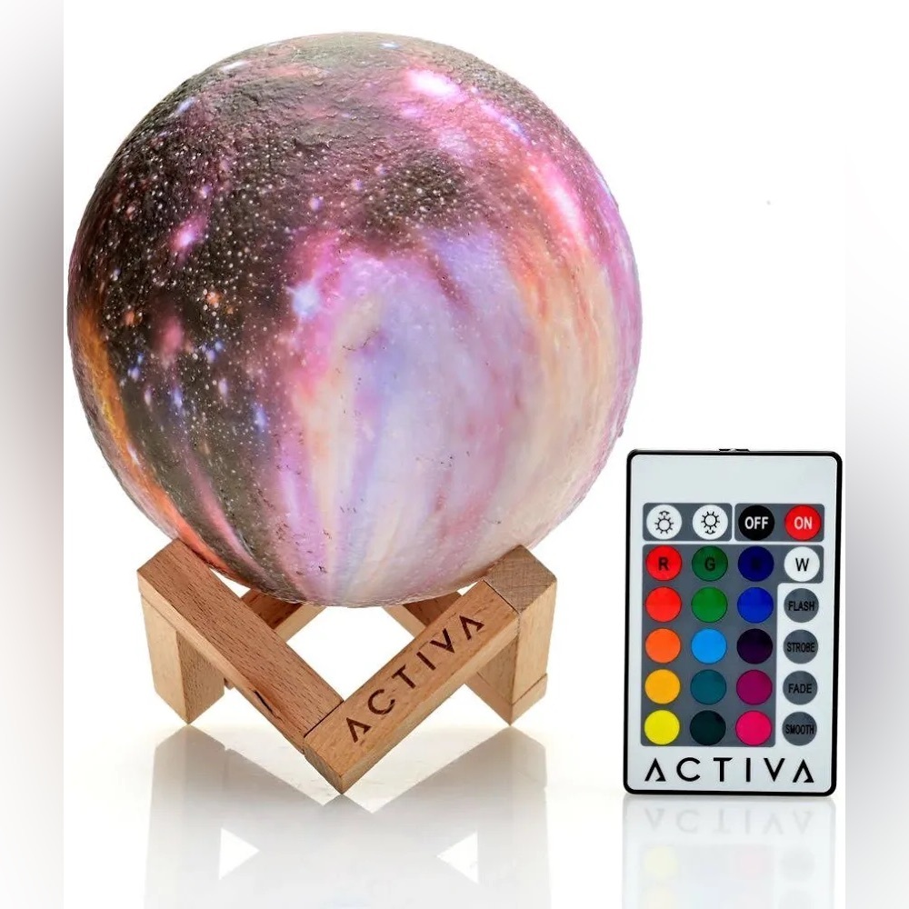 NIB ACTIVA Moon Lamp Galaxy Night Light 500mAh Battery Included 16 Shades